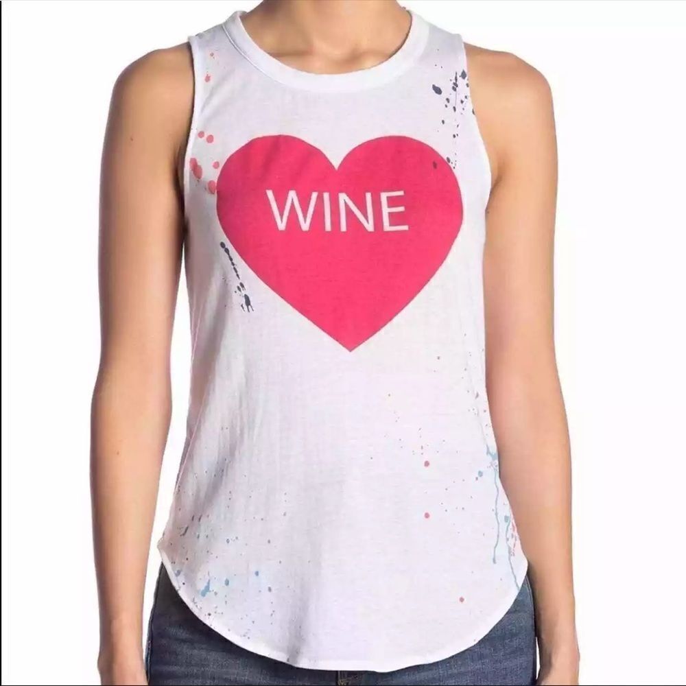 Chaser Heart Wine Paint Splatter Tank size XS Graphic Tank